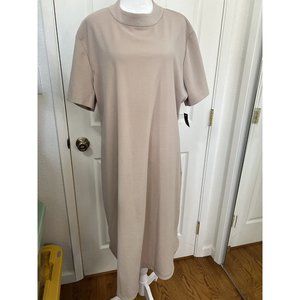 MAUDYE JAYNE WOMEN'S Sz 2 Mock Neck SHORT SLEEVE DRESS In Beige NWT